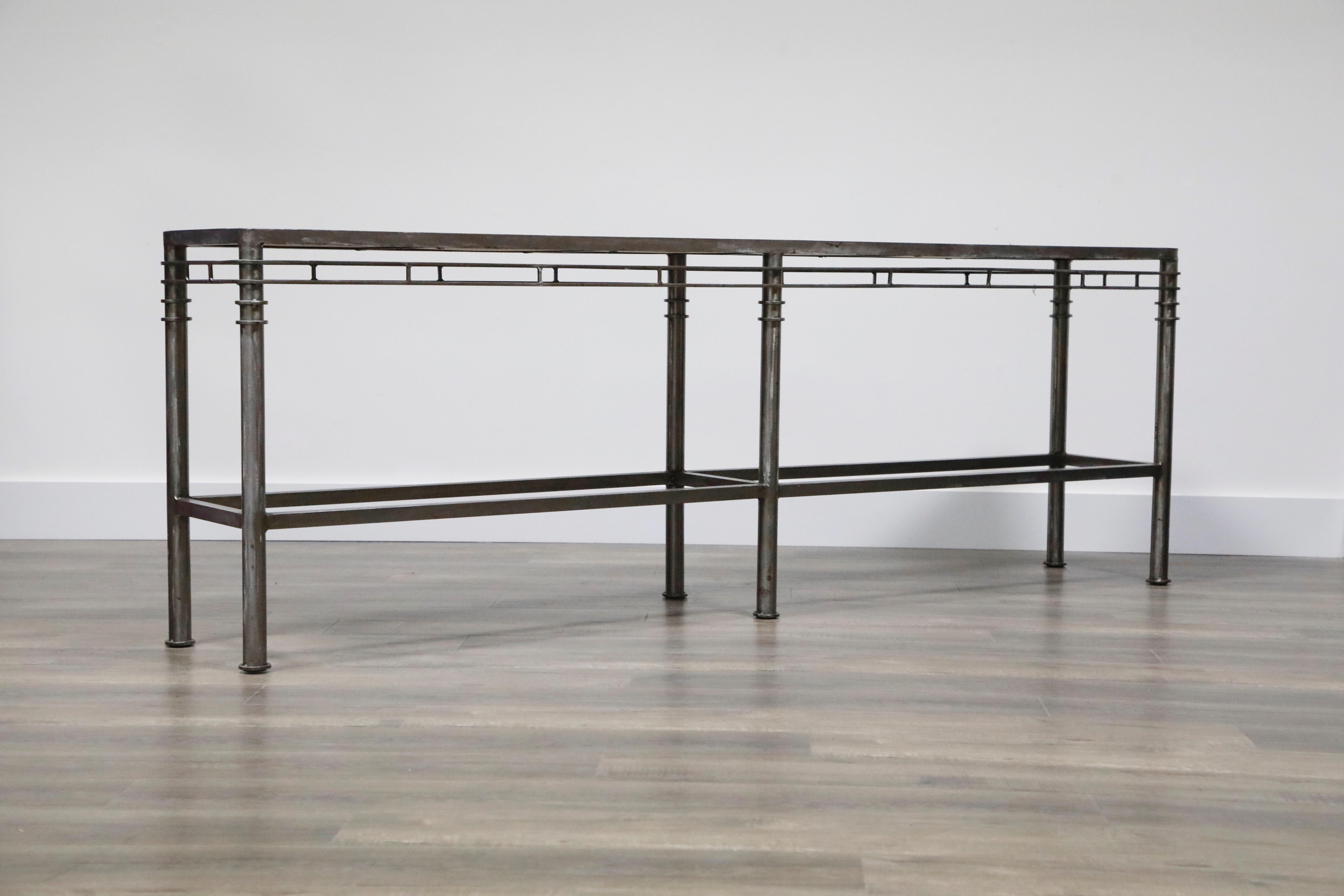 Unknown Concrete and Brushed Steel Console Table in the Style of Ilana Goor
