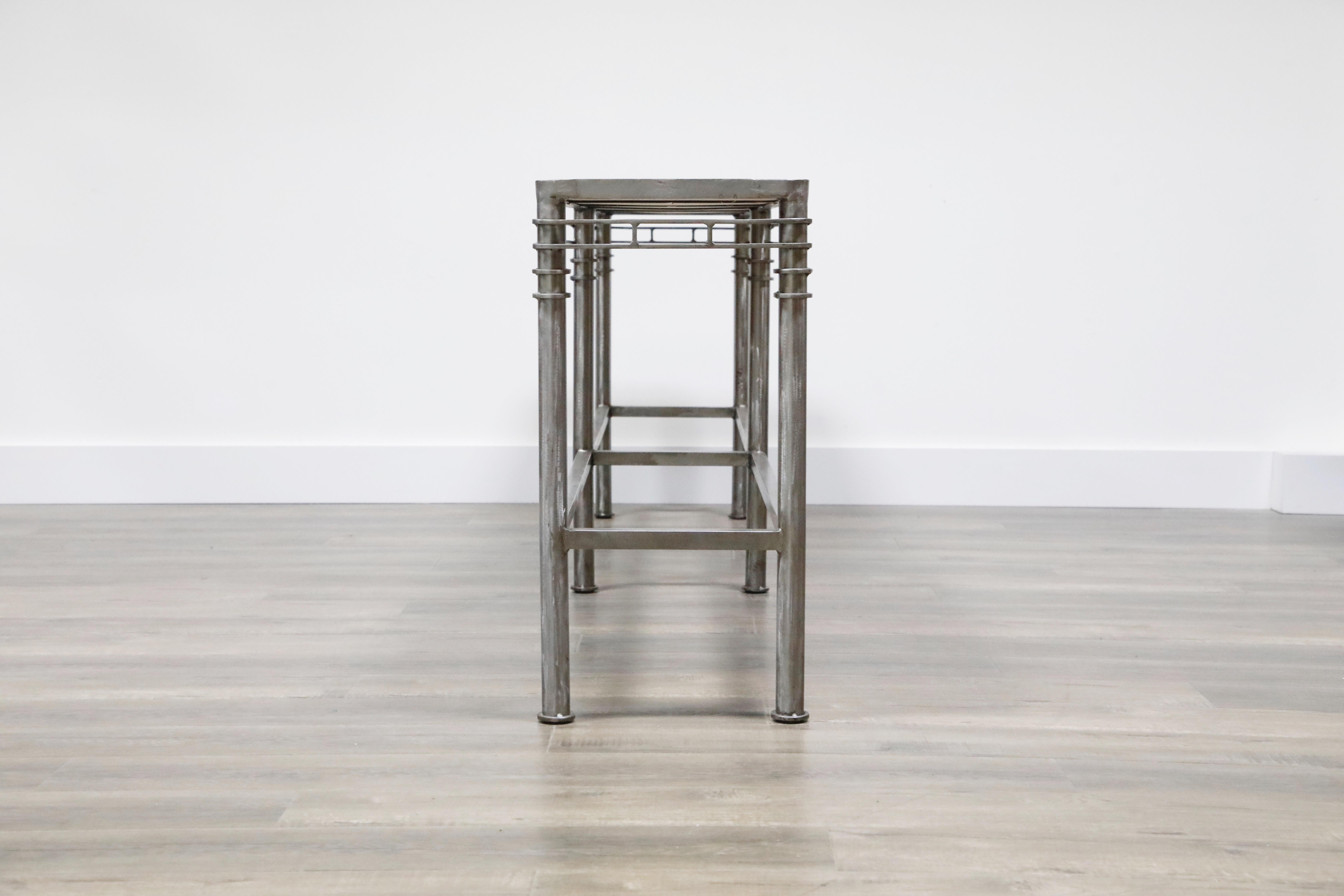 20th Century Concrete and Brushed Steel Console Table in the Style of Ilana Goor
