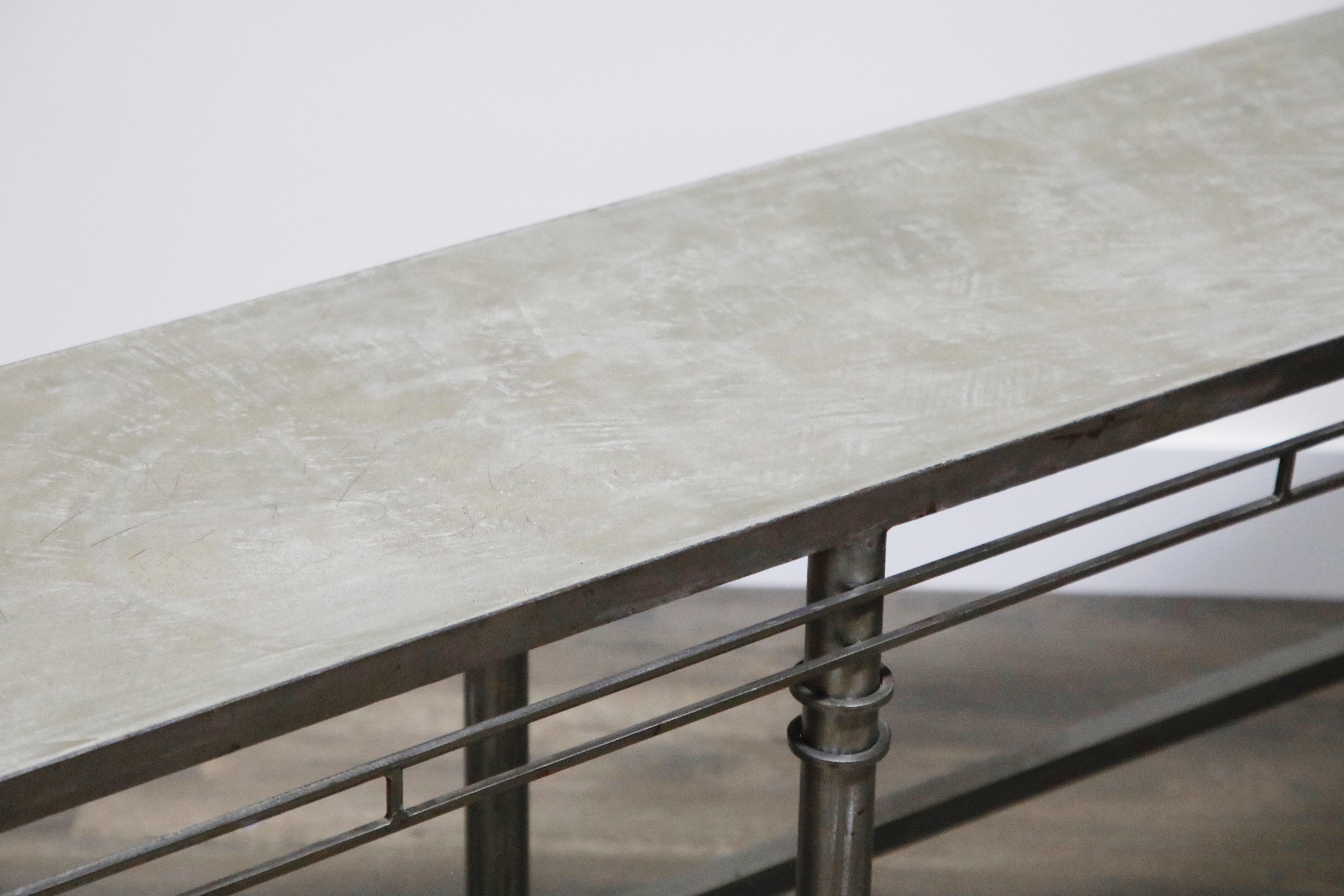 Concrete and Brushed Steel Console Table in the Style of Ilana Goor 2