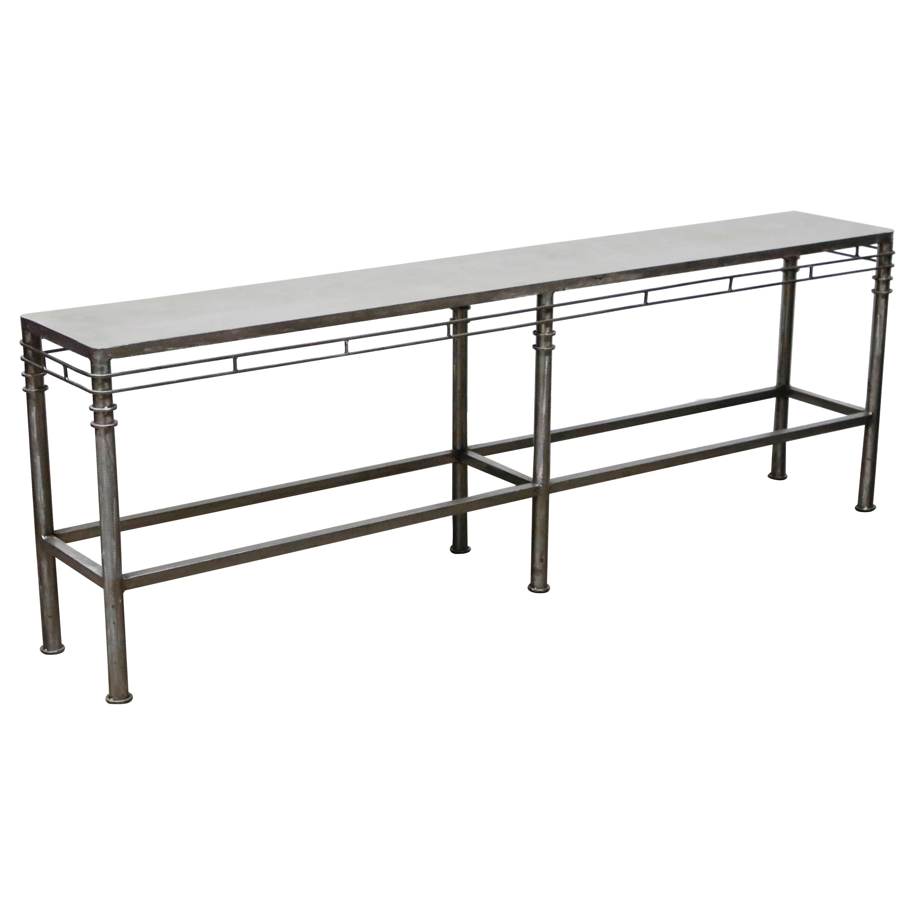 Concrete and Brushed Steel Console Table in the Style of Ilana Goor