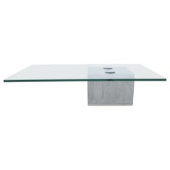 Concrete and Cantilevered Glass Coffee Table, Sergio & Giorgio Saporiti, Italy
