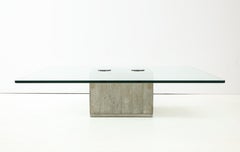 Concrete and Glass Coffee Table by Saporiti