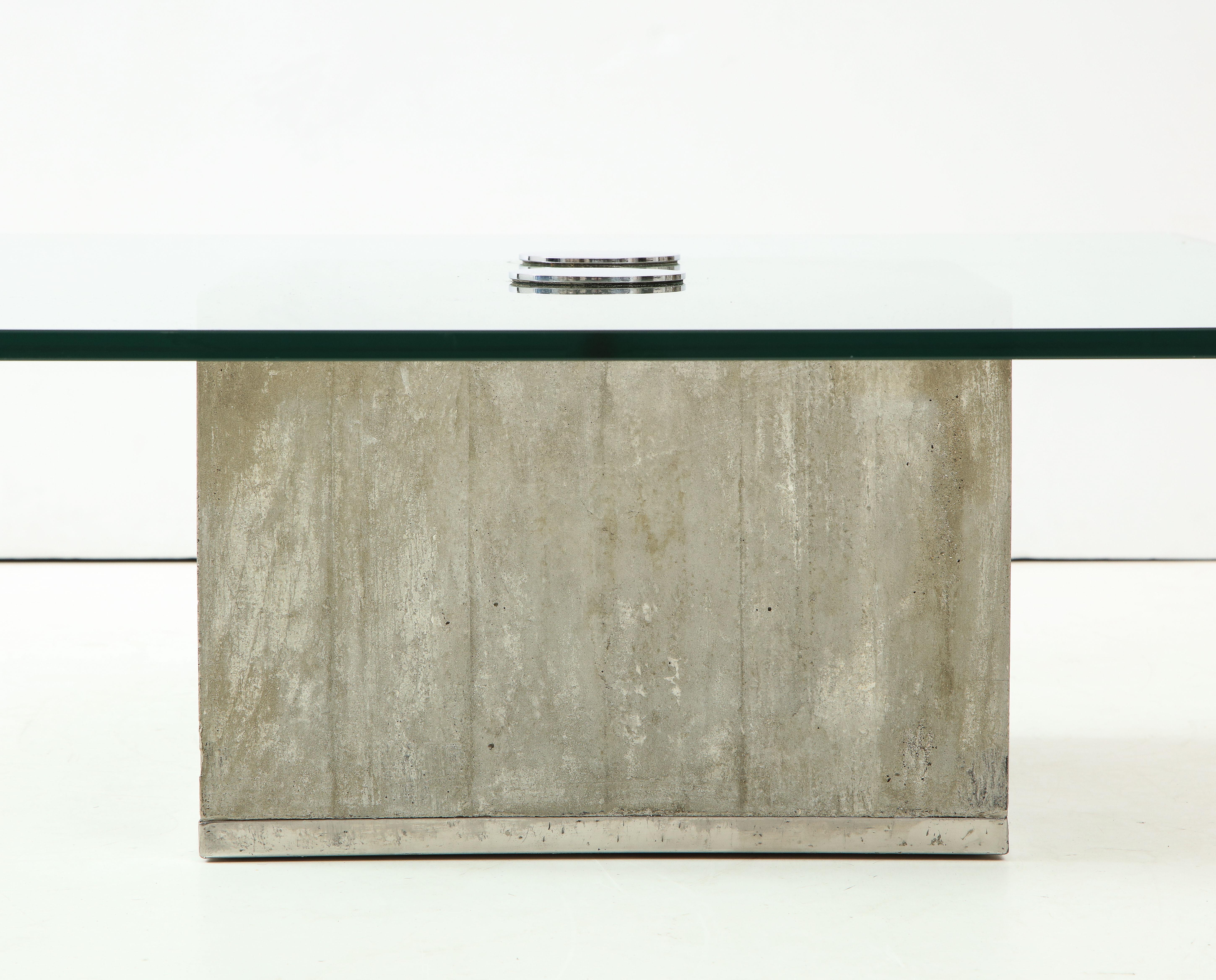 Mid-Century Modern Concrete and Glass Coffee Table by Saporiti