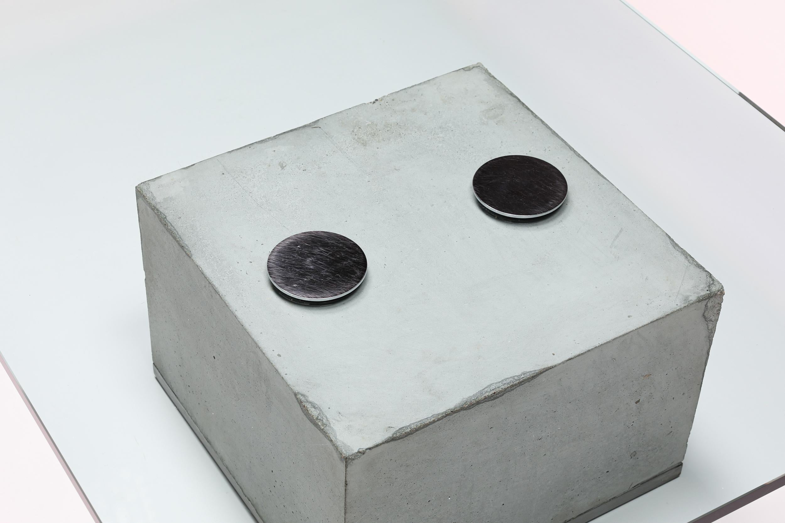 Late 20th Century Saporiti Concrete and Glass Coffee Table
