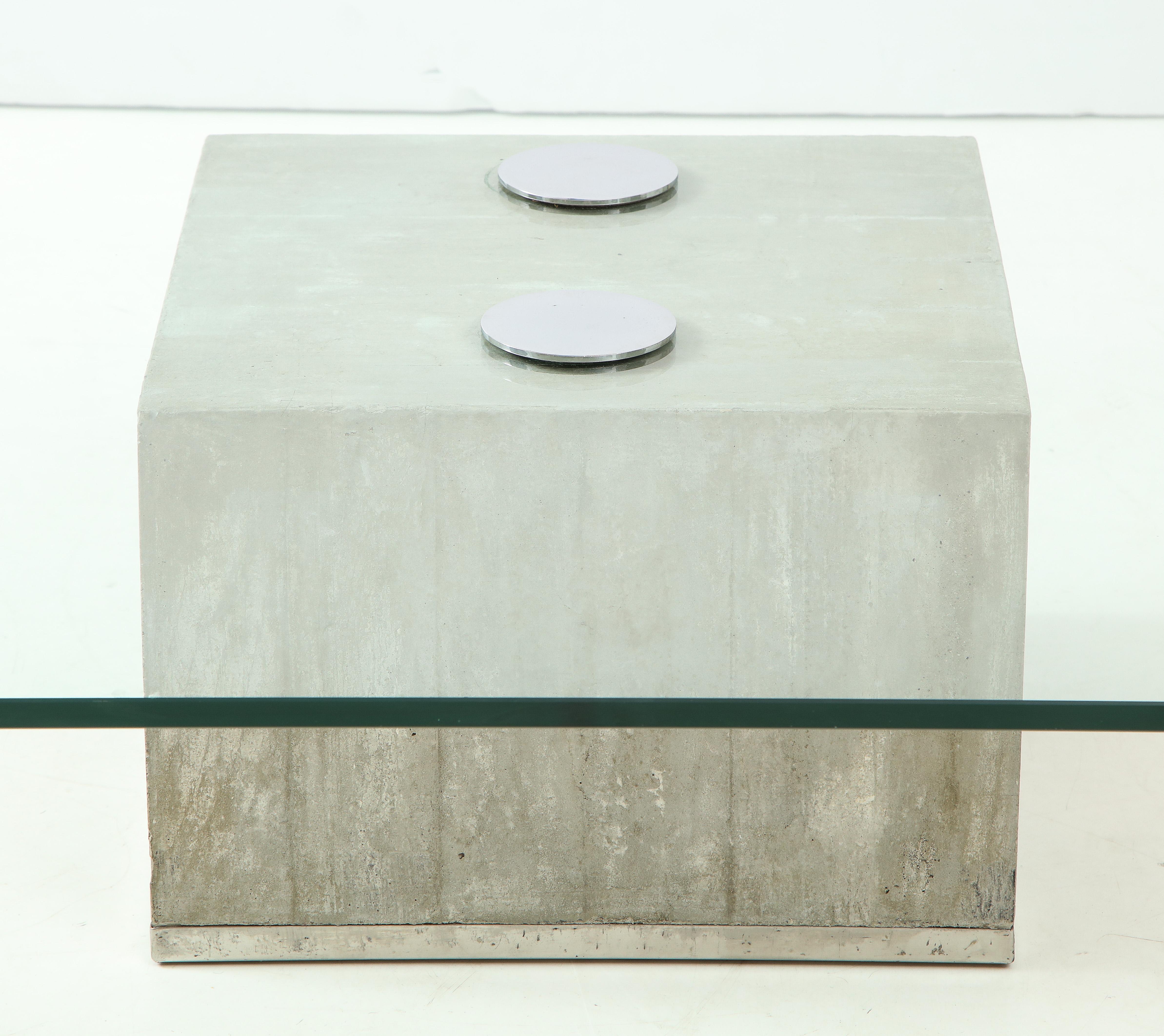 Italian Concrete and Glass Coffee Table by Saporiti