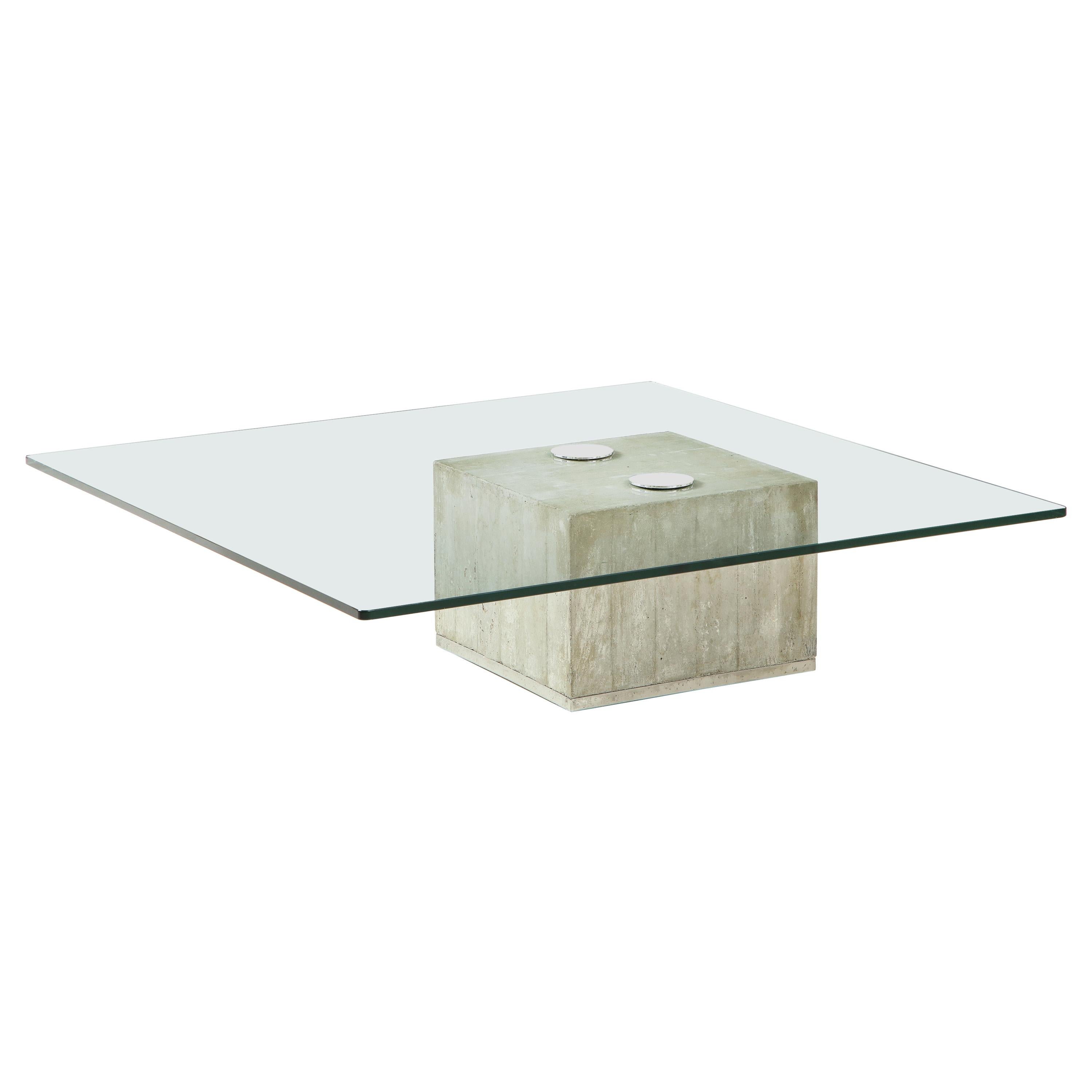 Concrete and Glass Coffee Table by Saporiti