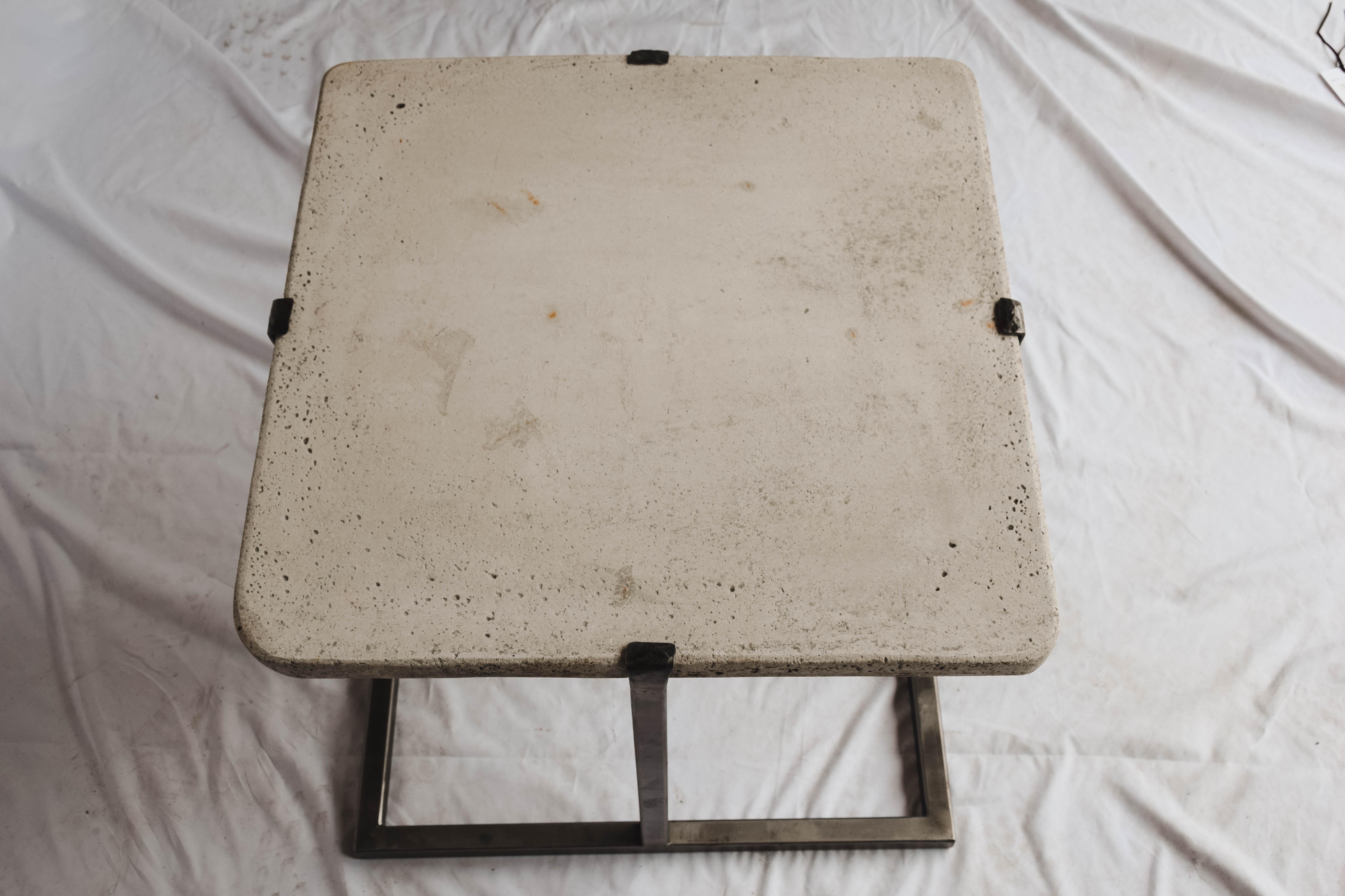 French Concrete and Iron End or Coffee Table