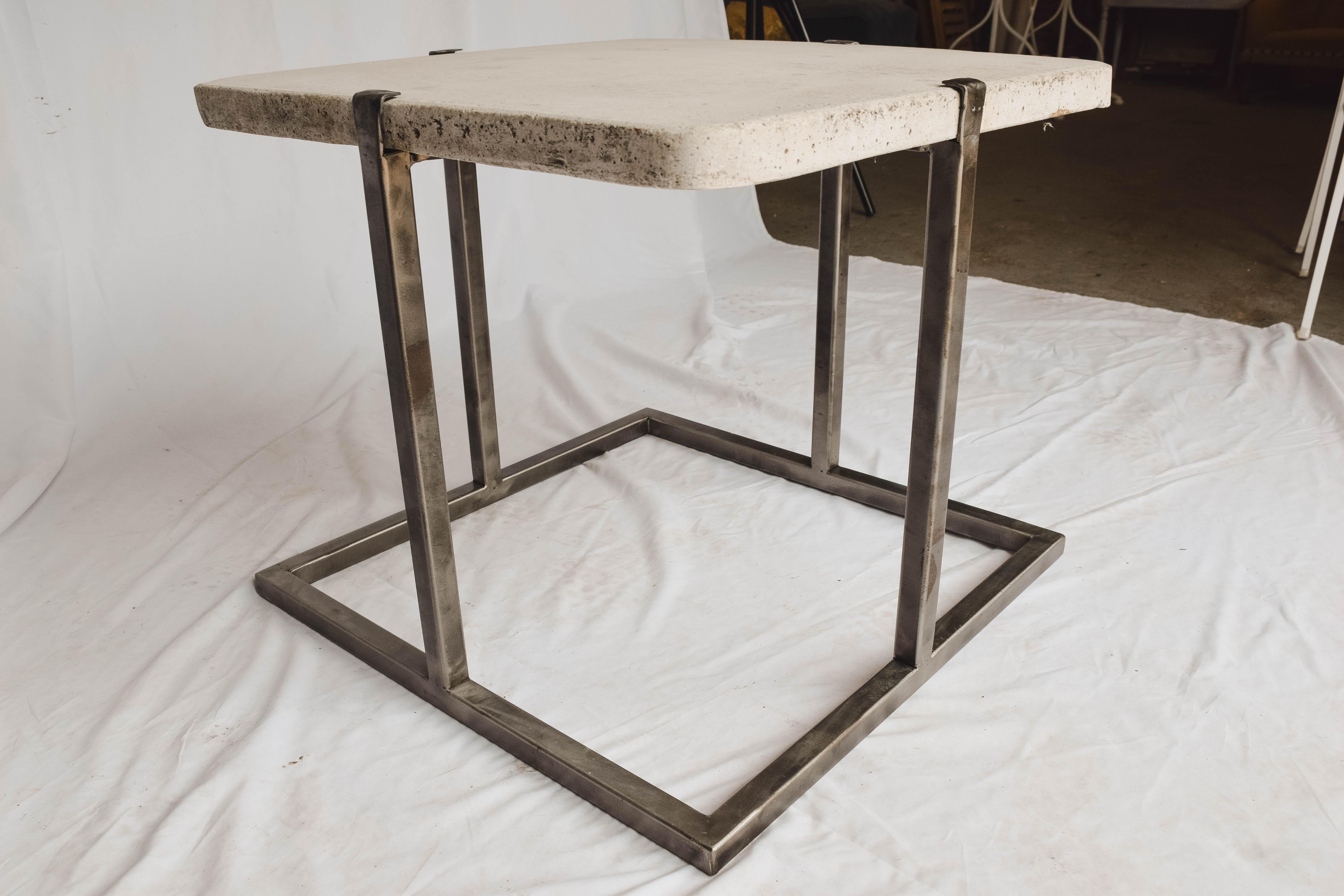 20th Century Concrete and Iron End or Coffee Table