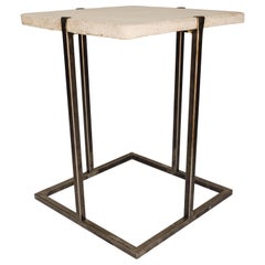 Concrete and Iron End or Side Table