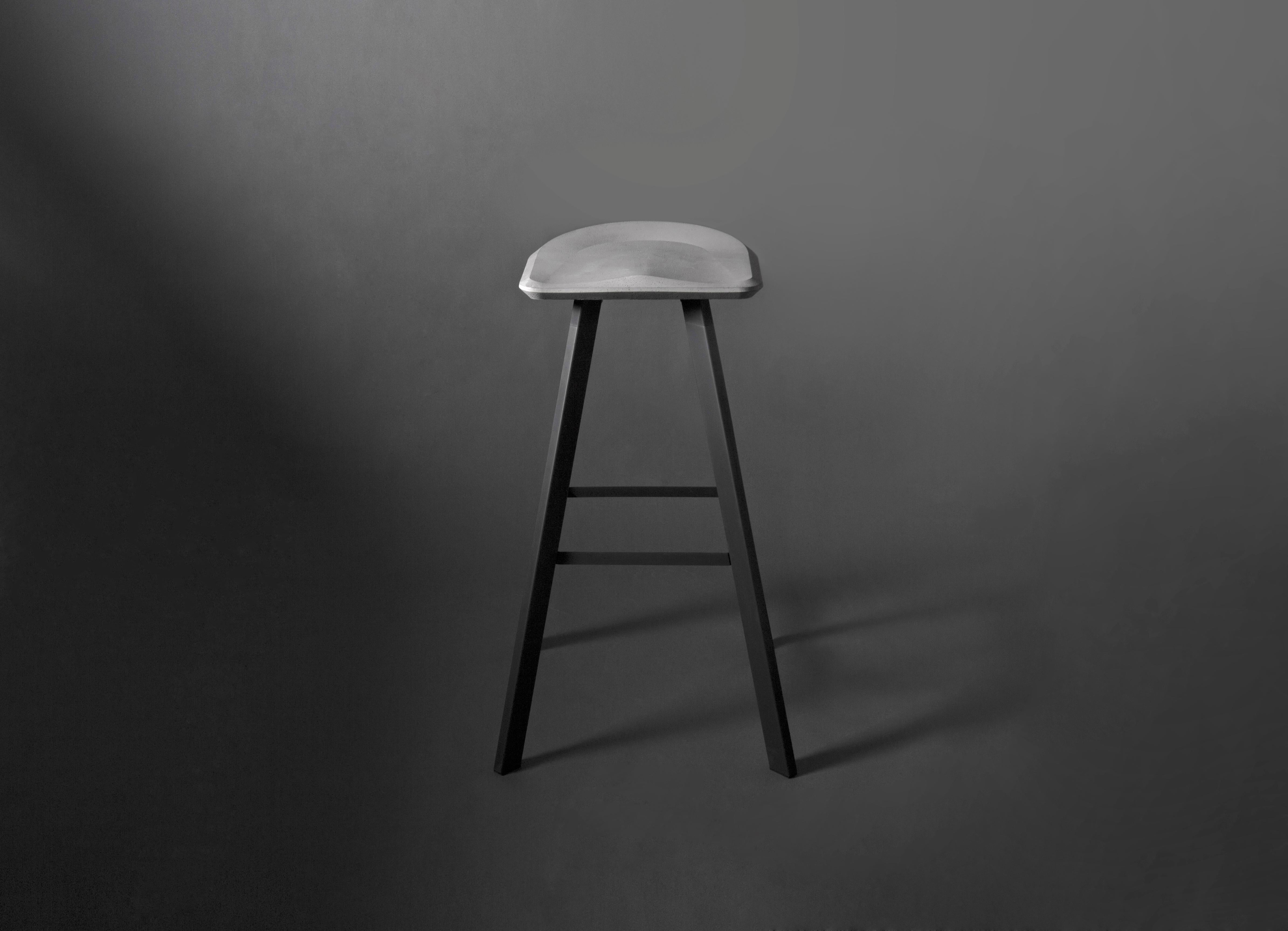 Chinese Concrete and Powder-Coated Steel Bar Stool, “A, ” from Concrete Collection