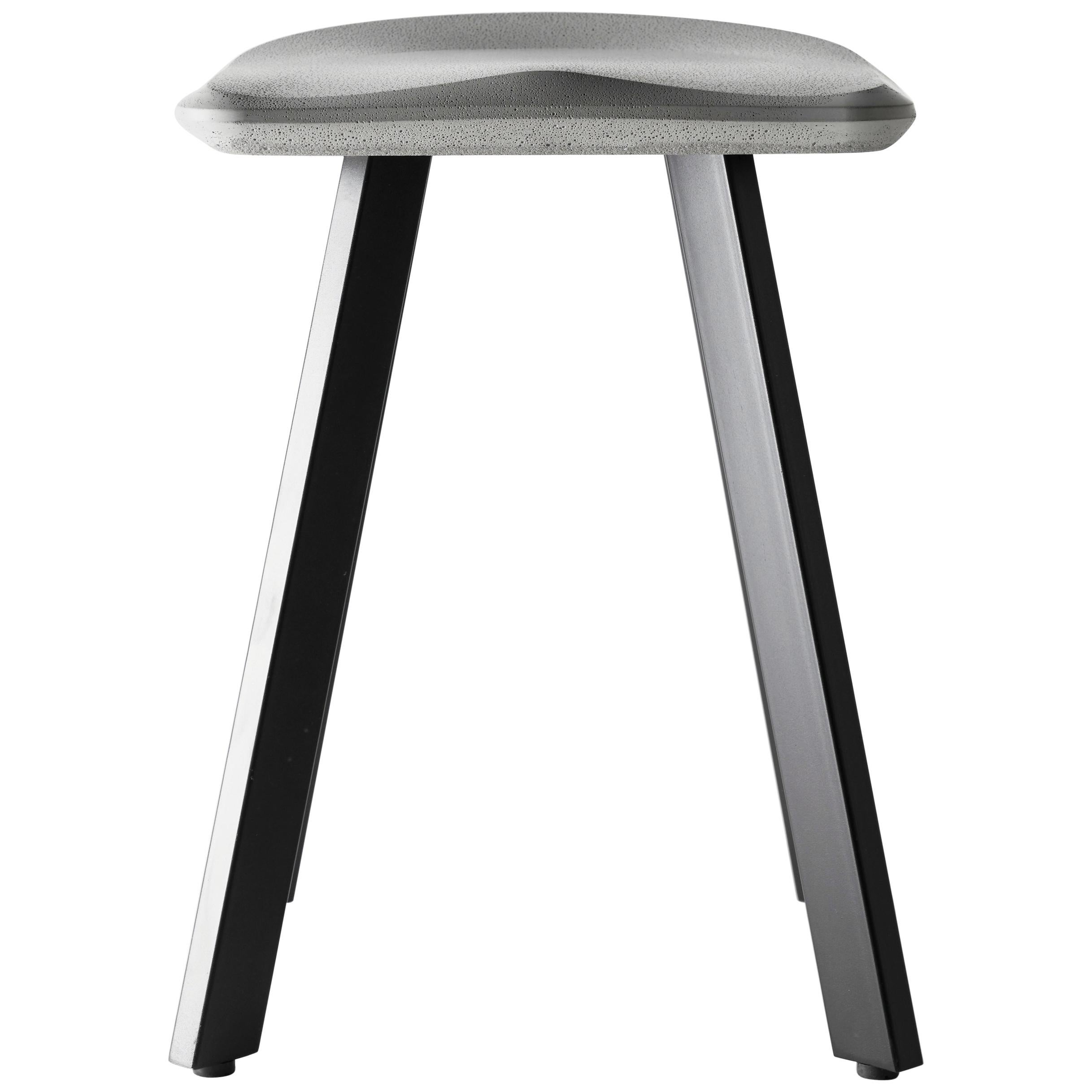 Concrete and Powder-Coated Steel Bar Stool, “A, ” from Concrete Collection