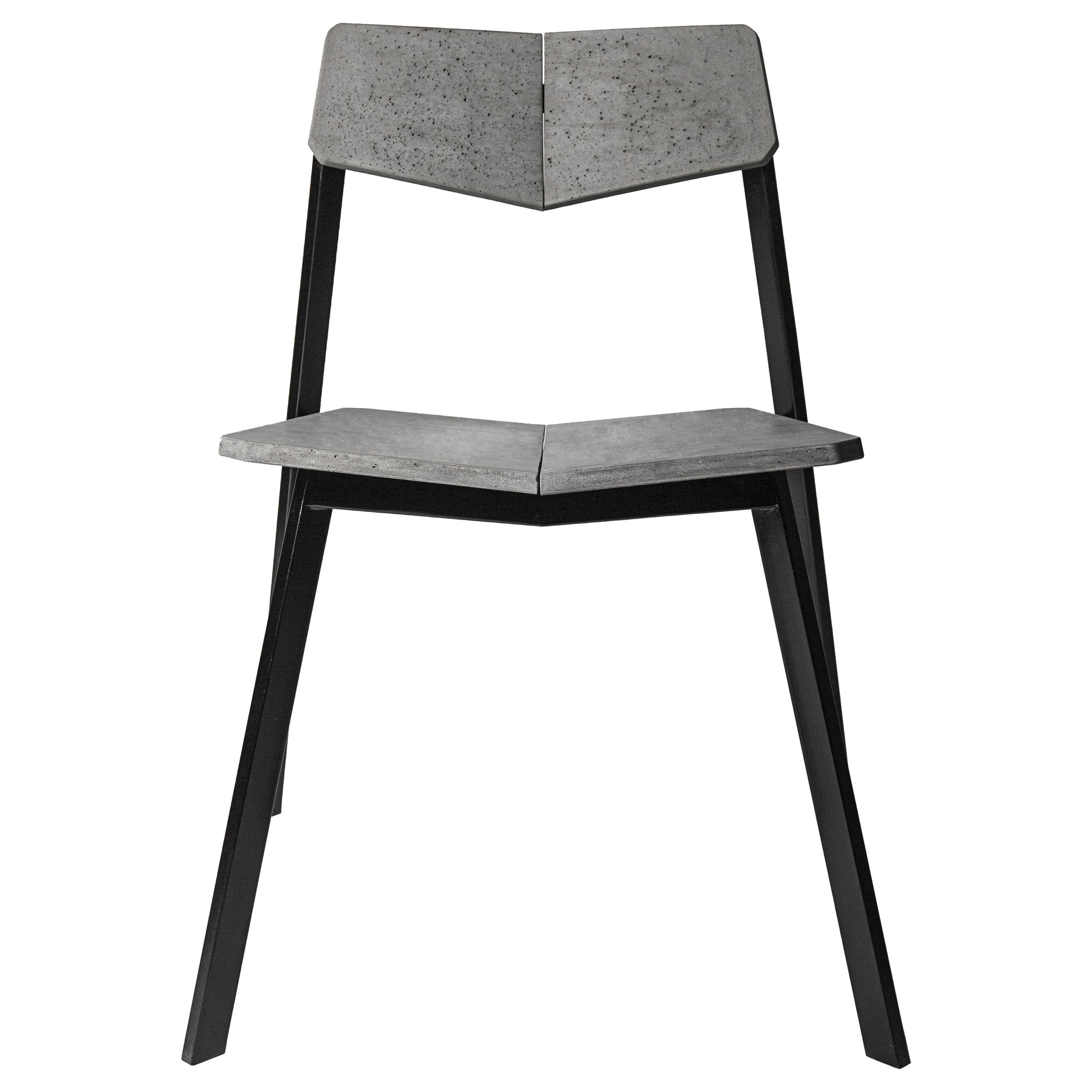 Concrete and Powder Coated Steel Chair, “H, ” from Concrete Collection