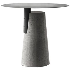 Concrete and Powder Coated Steel Side Table, “Bai, ” L, Black, from Concrete