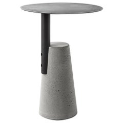 Concrete and Powder Coated Steel Side Table, “Bai, ” S, Black, from Concrete