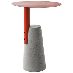 Concrete and Powder Coated Steel Side Table, “Bai, ” S, Red, from Concrete