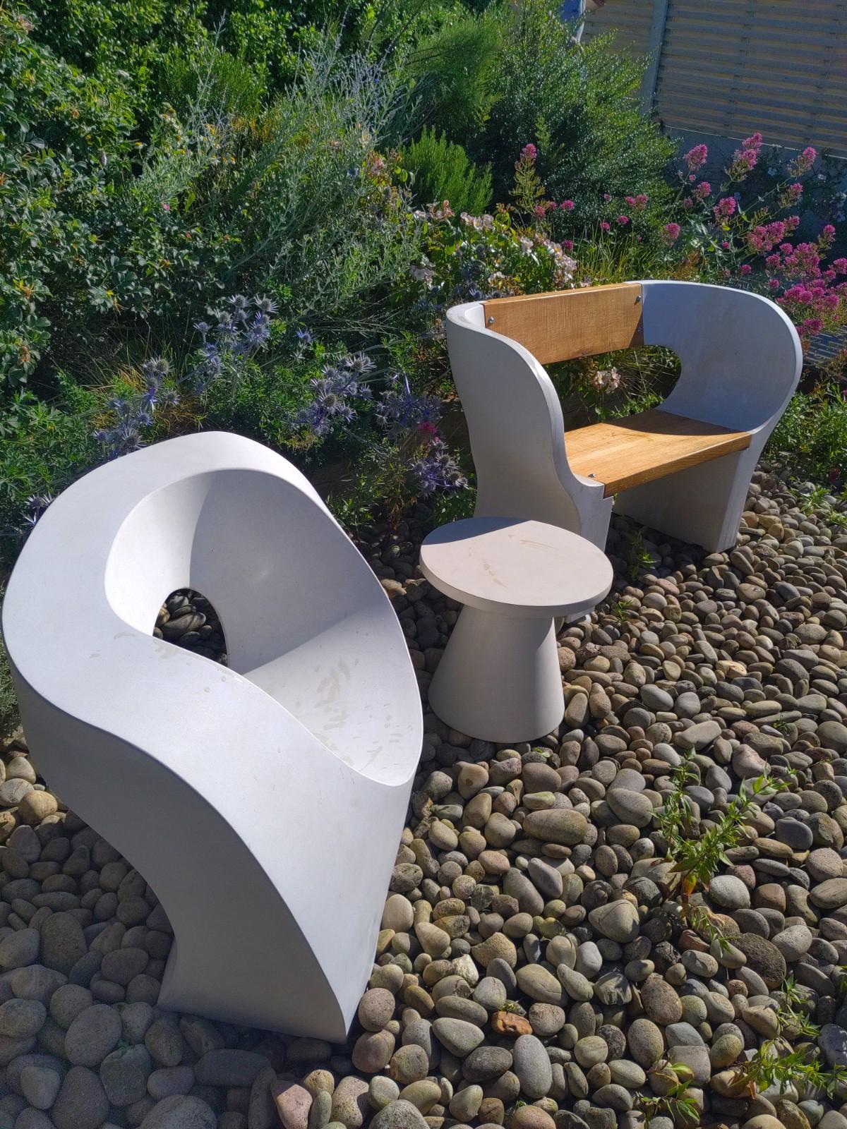 concrete garden bench