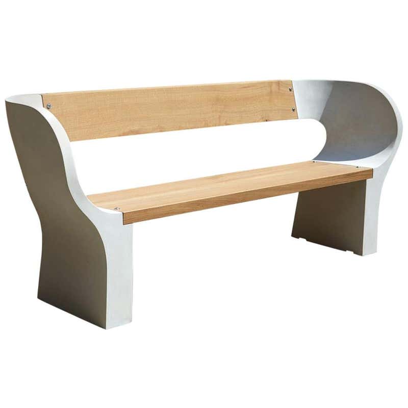 Concrete and Timber Snug Outdoor Bench 120cm wide For Sale at 1stDibs