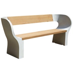 Banc d'extérieur en béton et en bois de 120 cm de large