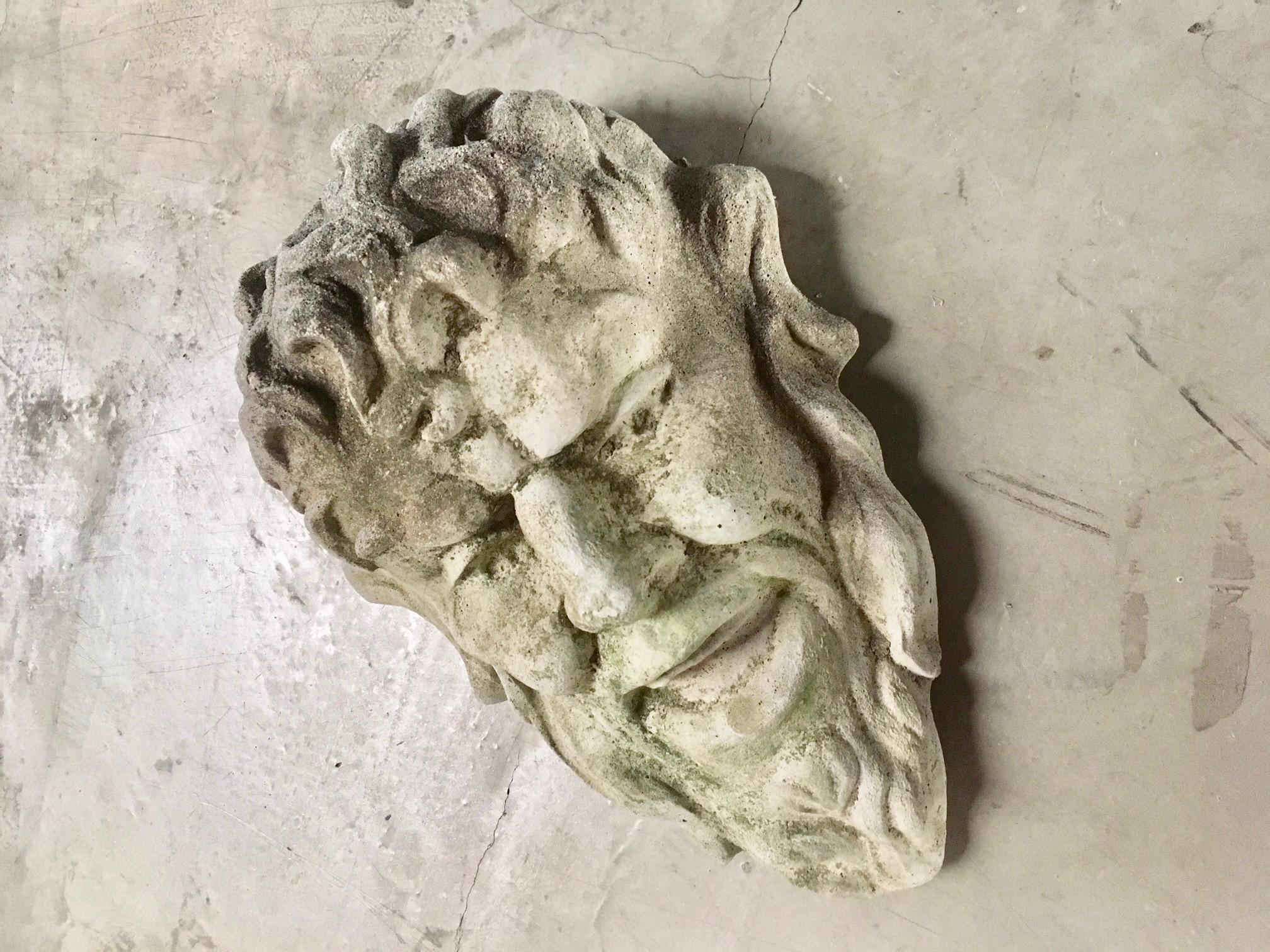 Concrete Bacchus Head In Excellent Condition In Los Angeles, CA
