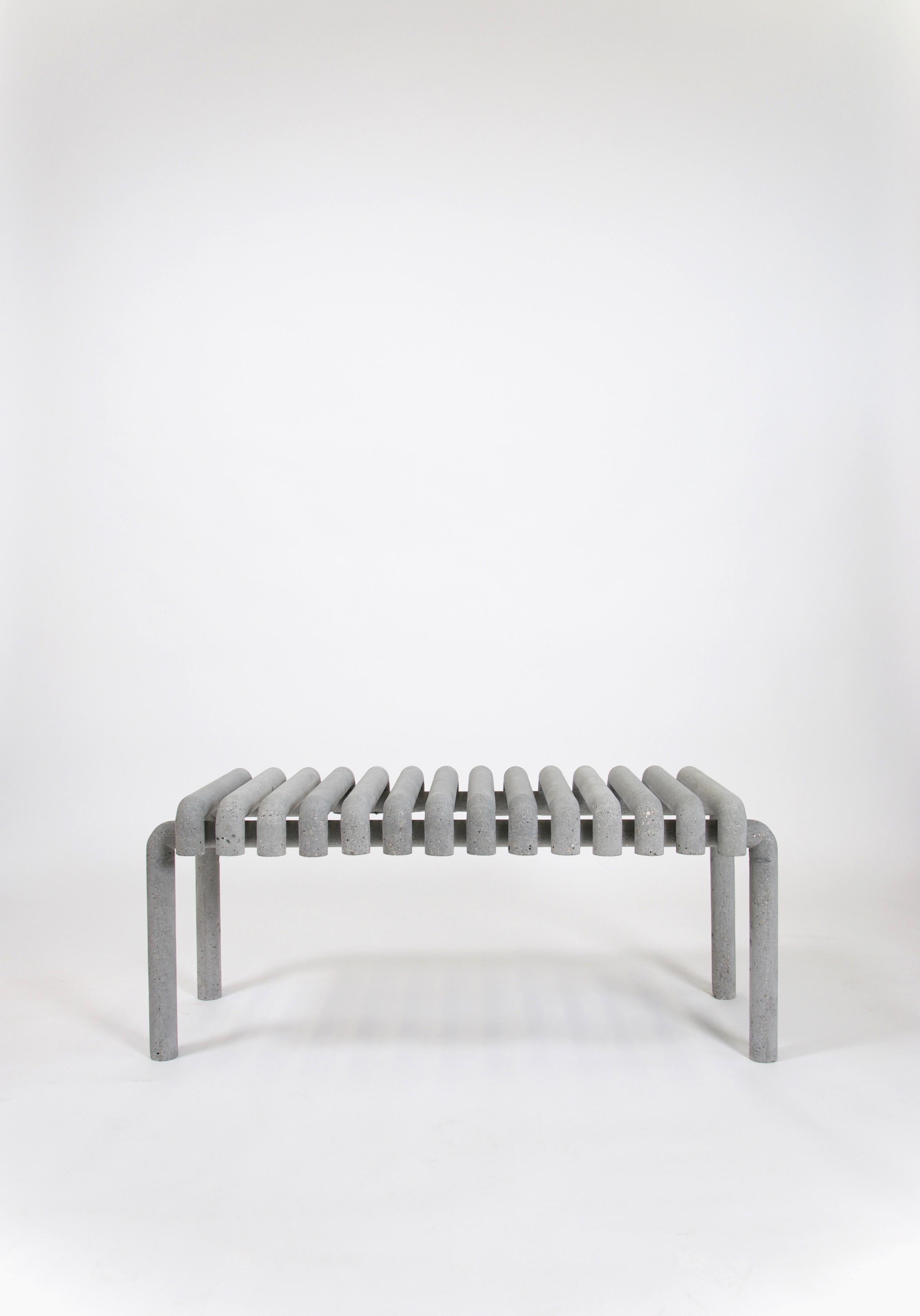 Concrete bench pool by Helder Barbosa
Materials: Concrete
Dimensions: 100 x 40 x 45 cm

Trained as a craftsman (école Boulle, 2014), Helder Barbosa is a designer who lives and works in Paris.
Attracted by minimalist shapes, he creates furniture