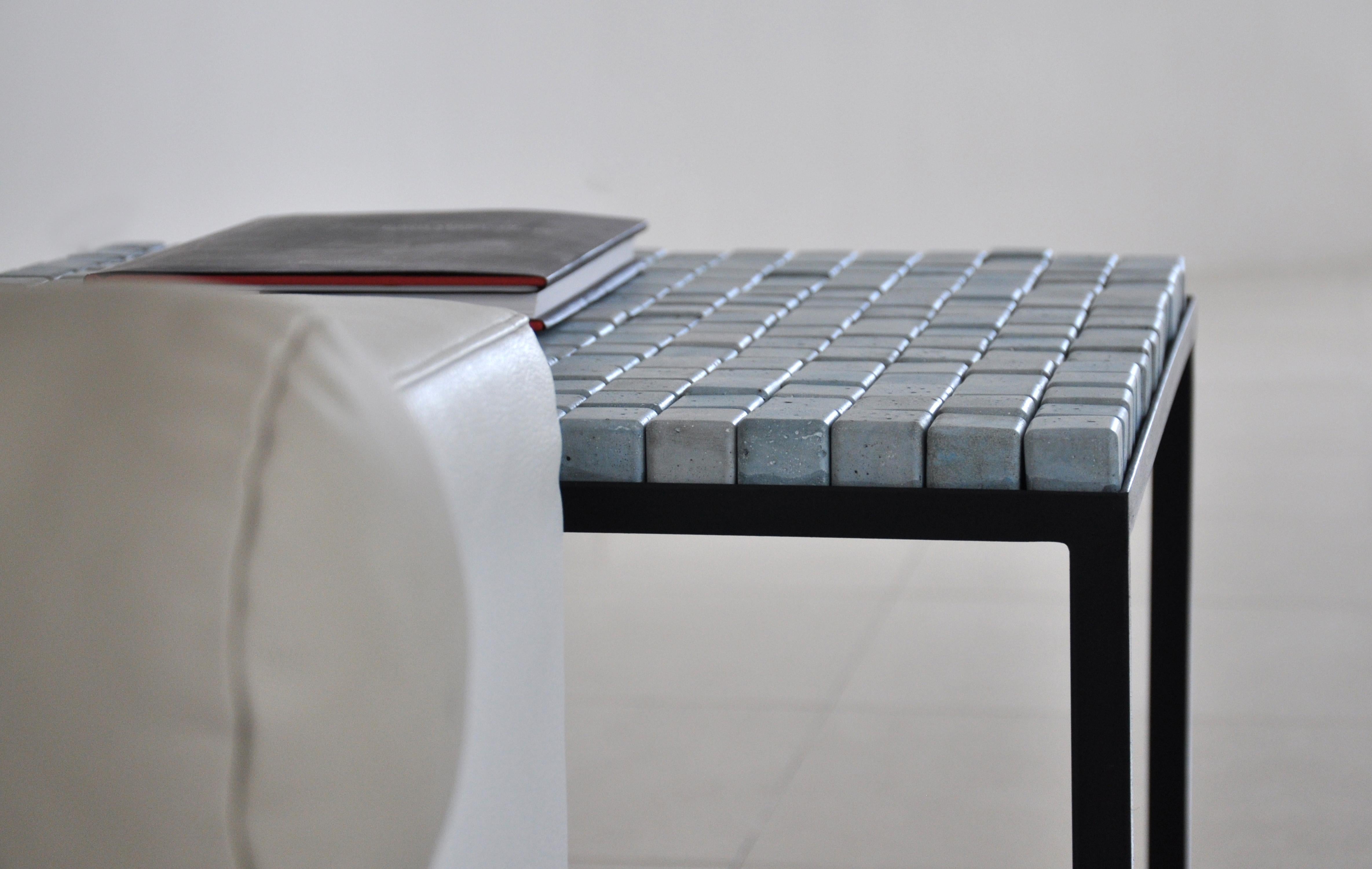 Modern Concrete Blue Cube Table by Miriam Loellmann