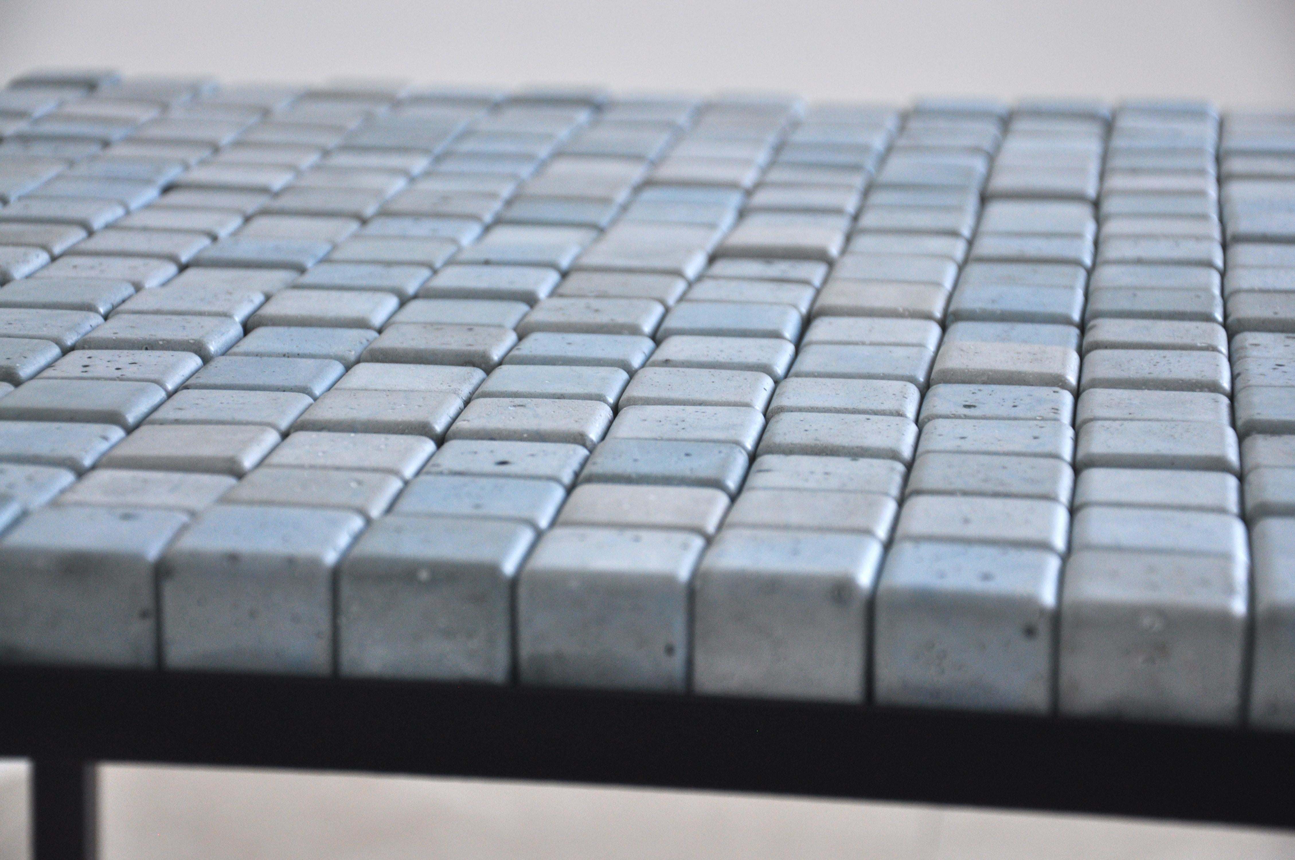 Contemporary Concrete Blue Cube Table by Miriam Loellmann