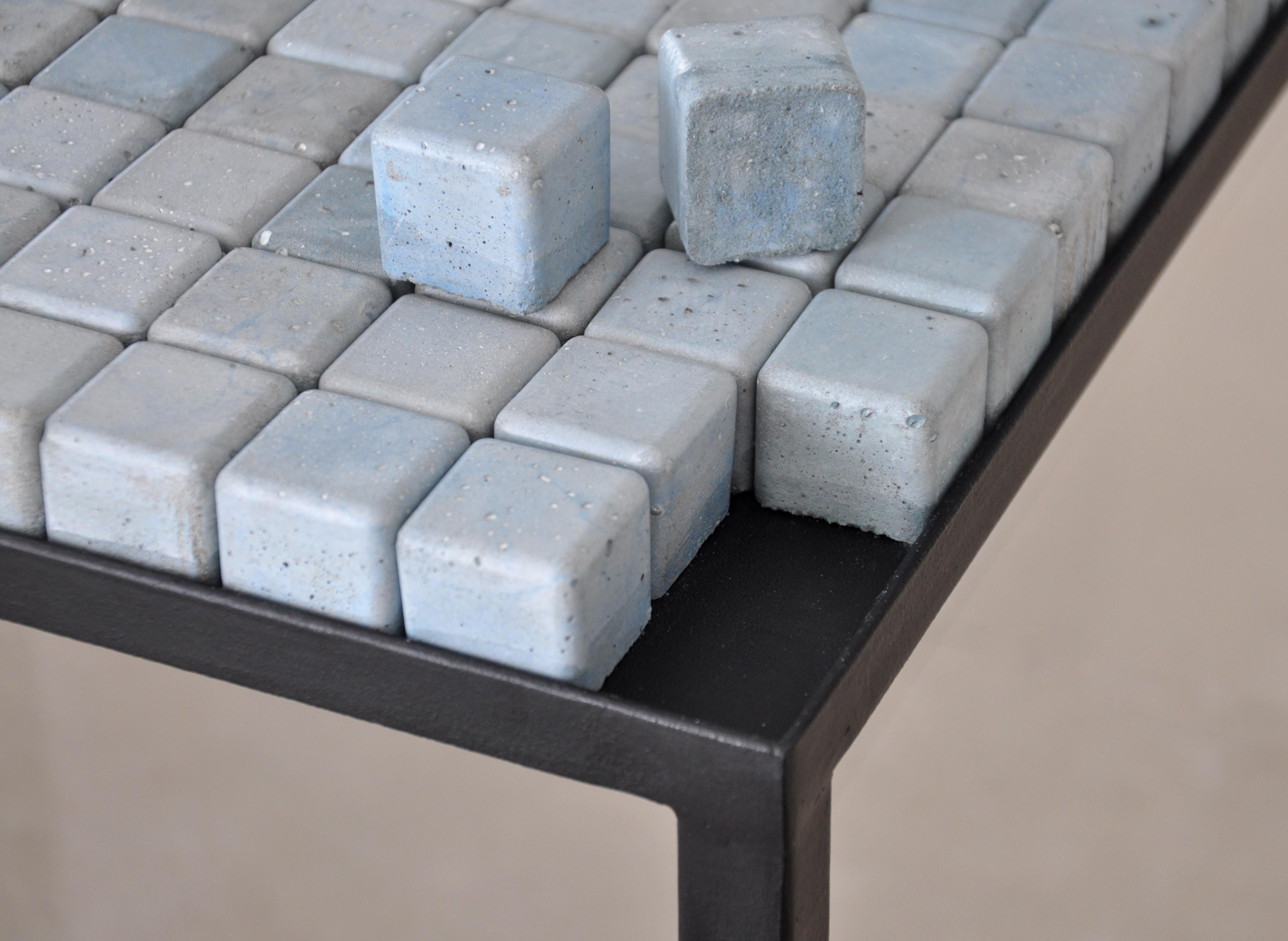 Concrete Blue Cube Table by Miriam Loellmann 1