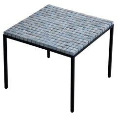 Concrete Blue Cube Table by Miriam Loellmann