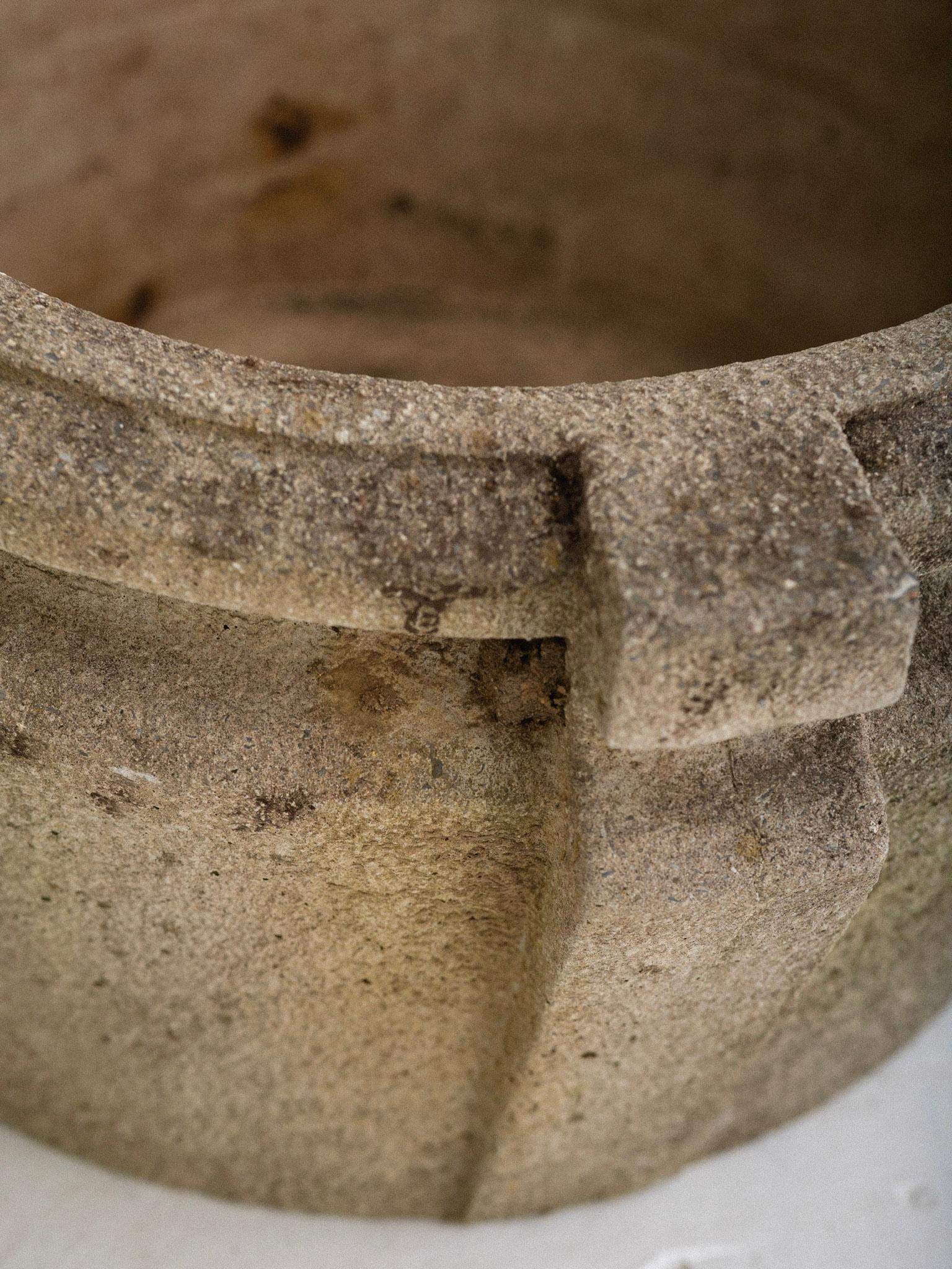 Concrete Cast Stone Arts & Crafts Style Planters, a Pair 4