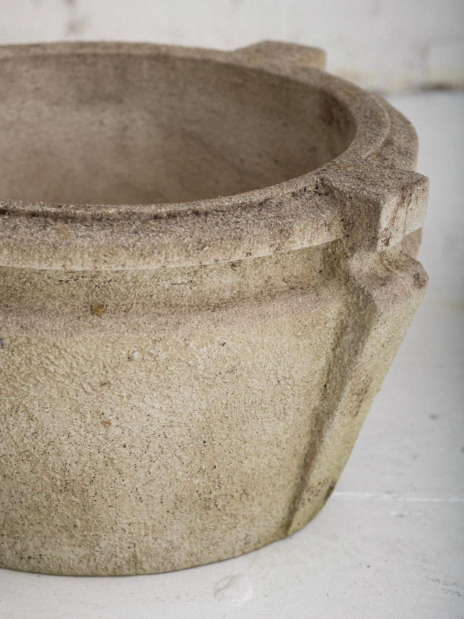 Concrete Cast Stone Arts & Crafts Style Planters, a Pair 2
