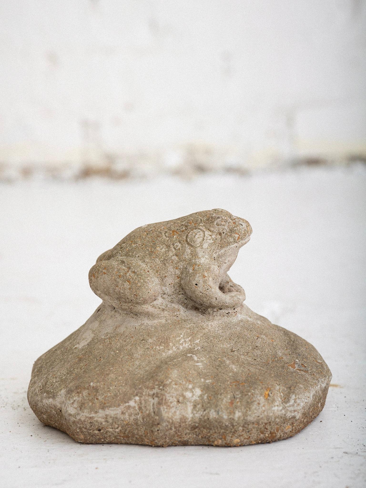 Mid-Century Modern Concrete Cast Stone Frog Garden Art