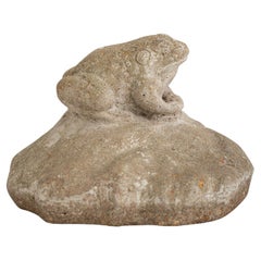 Vintage Concrete Cast Stone Frog Garden Art