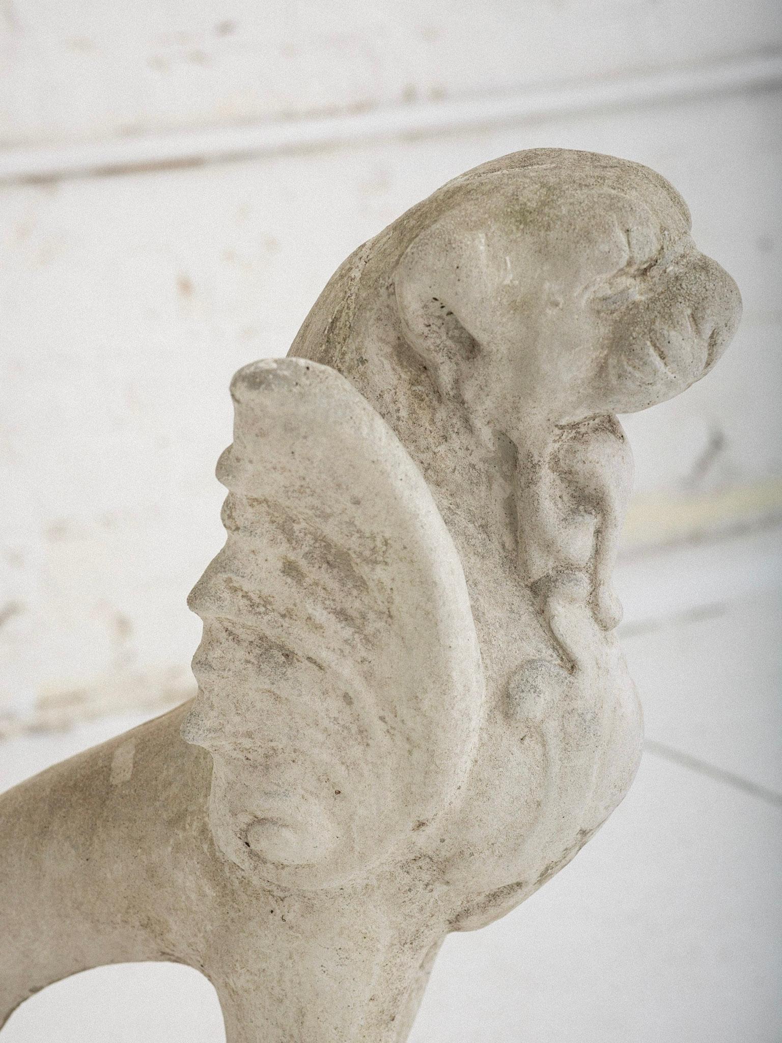 Concrete Cast Stone Mythical Creature Gargoyle Garden Statue, a Pair 3