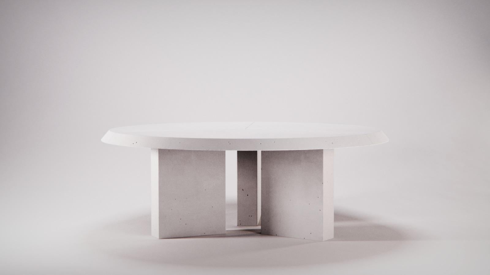 Cast Concrete Circular Dining Table LAOBAN Ultra High Performance Dark Cement Mortar  For Sale