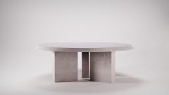 Concrete Circular Dining Table Laoban Ultra High Performance Silver Grey Cement