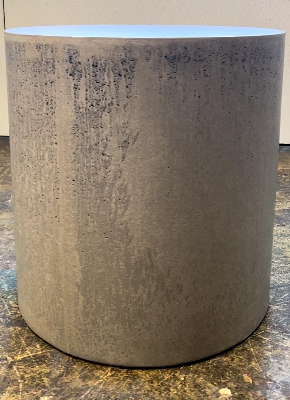 Contemporary Concrete Cylinder, Drippy Grey by Dylan Myers  For Sale