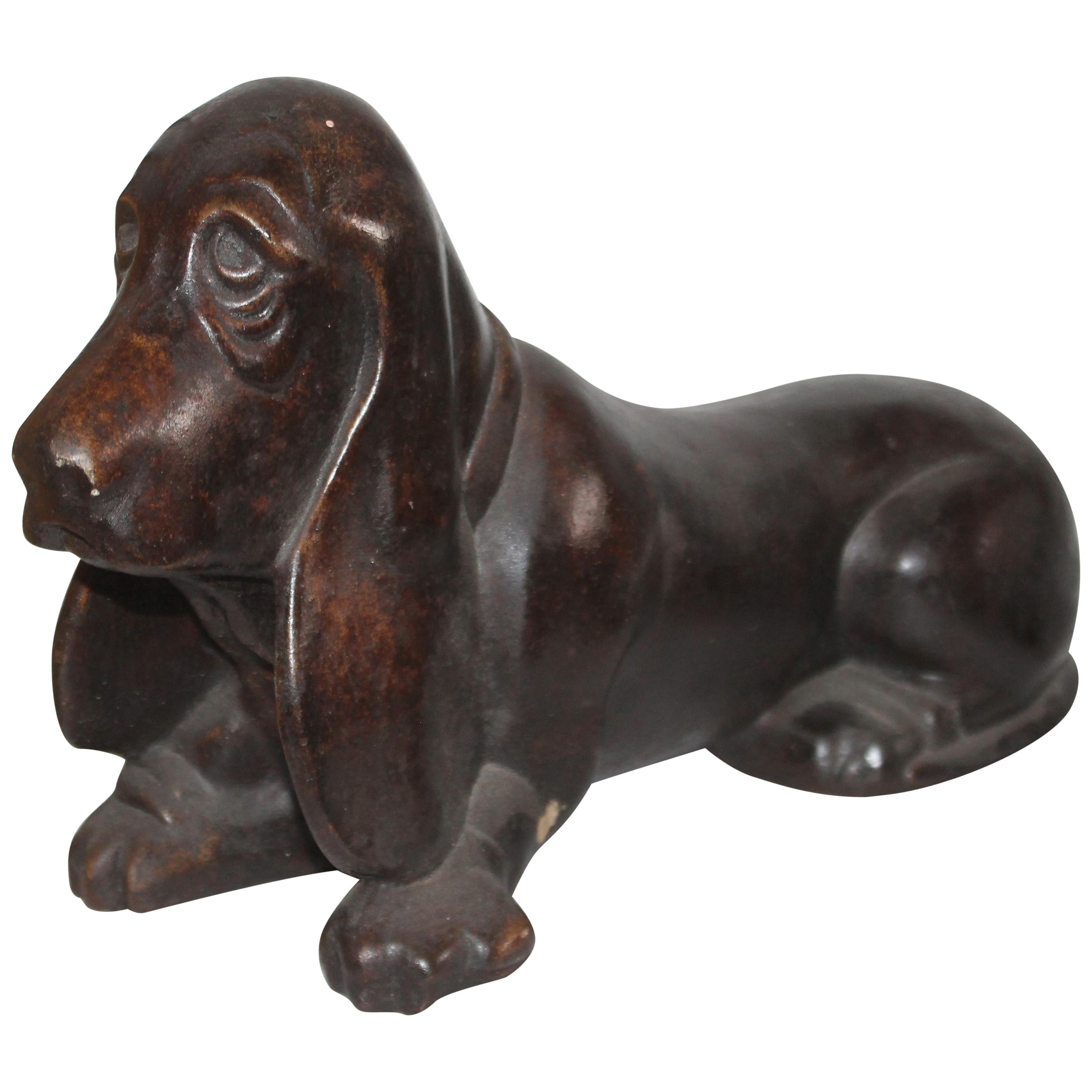 Concrete Dachshund Dog with Original Painted Surface