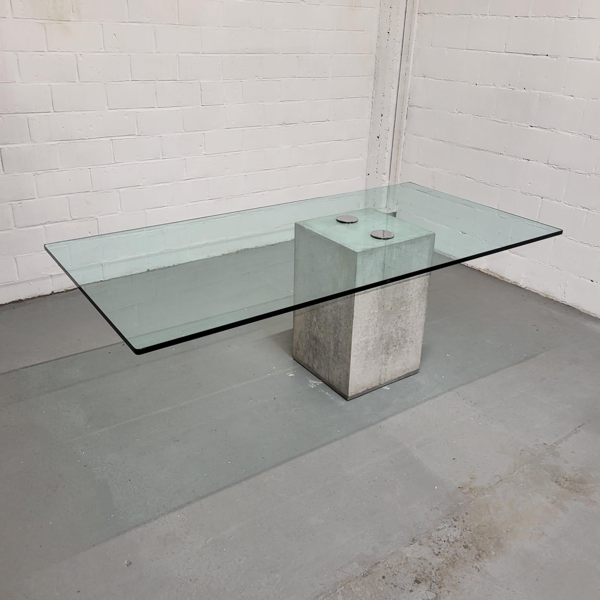 Glass Concrete Dining Table by Saporiti 1970s