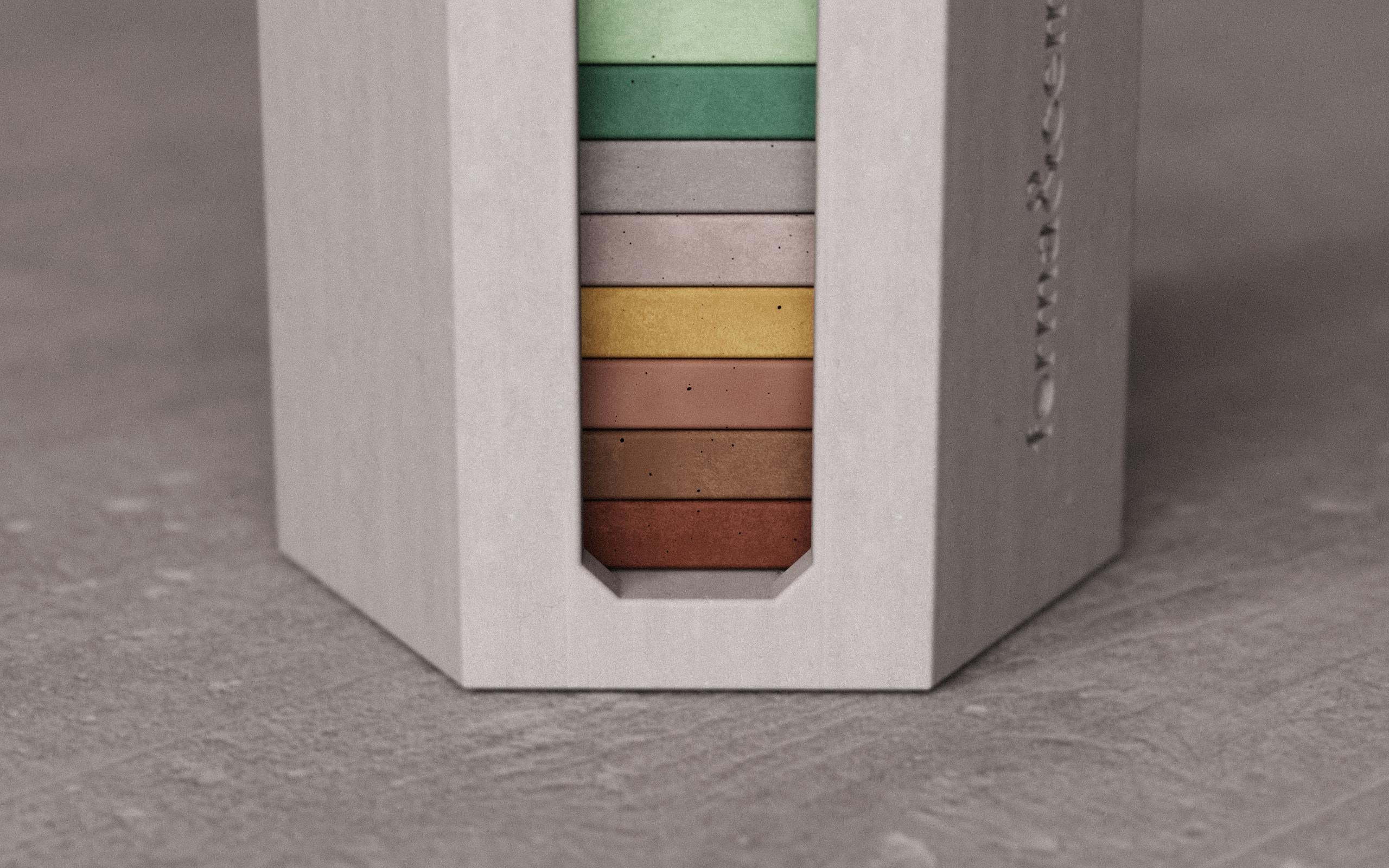 Romain classique Paysage domestique, échantillons de béton, exposition de la collection de couleurs du ciment en vente