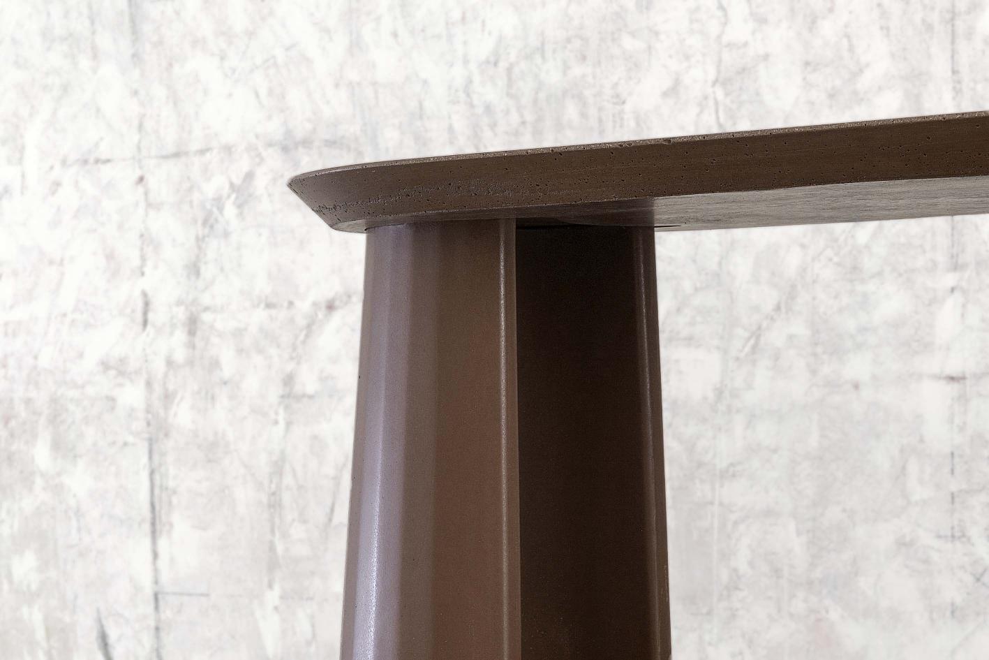 Italian Concrete Domestic Landscape Fusto Console Dark Chocolate Cement Grey  For Sale