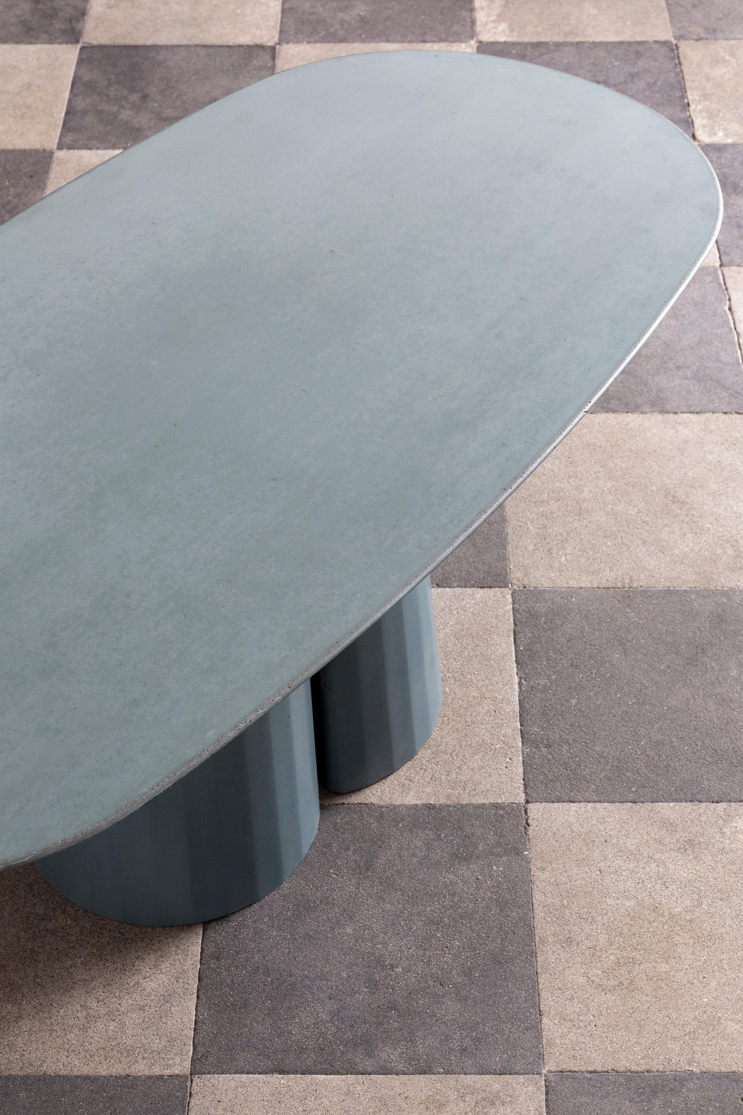 Molded Concrete Domestic Landscape Oval Coffee Table Ultramarine Cement Made in Italy For Sale