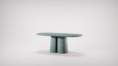 Ovaler Couchtisch aus Beton mit Kuppellandschaft aus Beton und Ultramarin-Zement, hergestellt in Italien