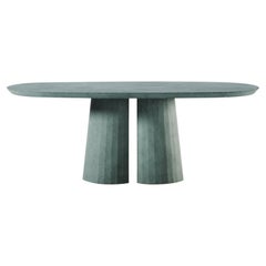 Concrete Domestic Landscape Oval Coffee Table Ultramarine Cement Made in Italy