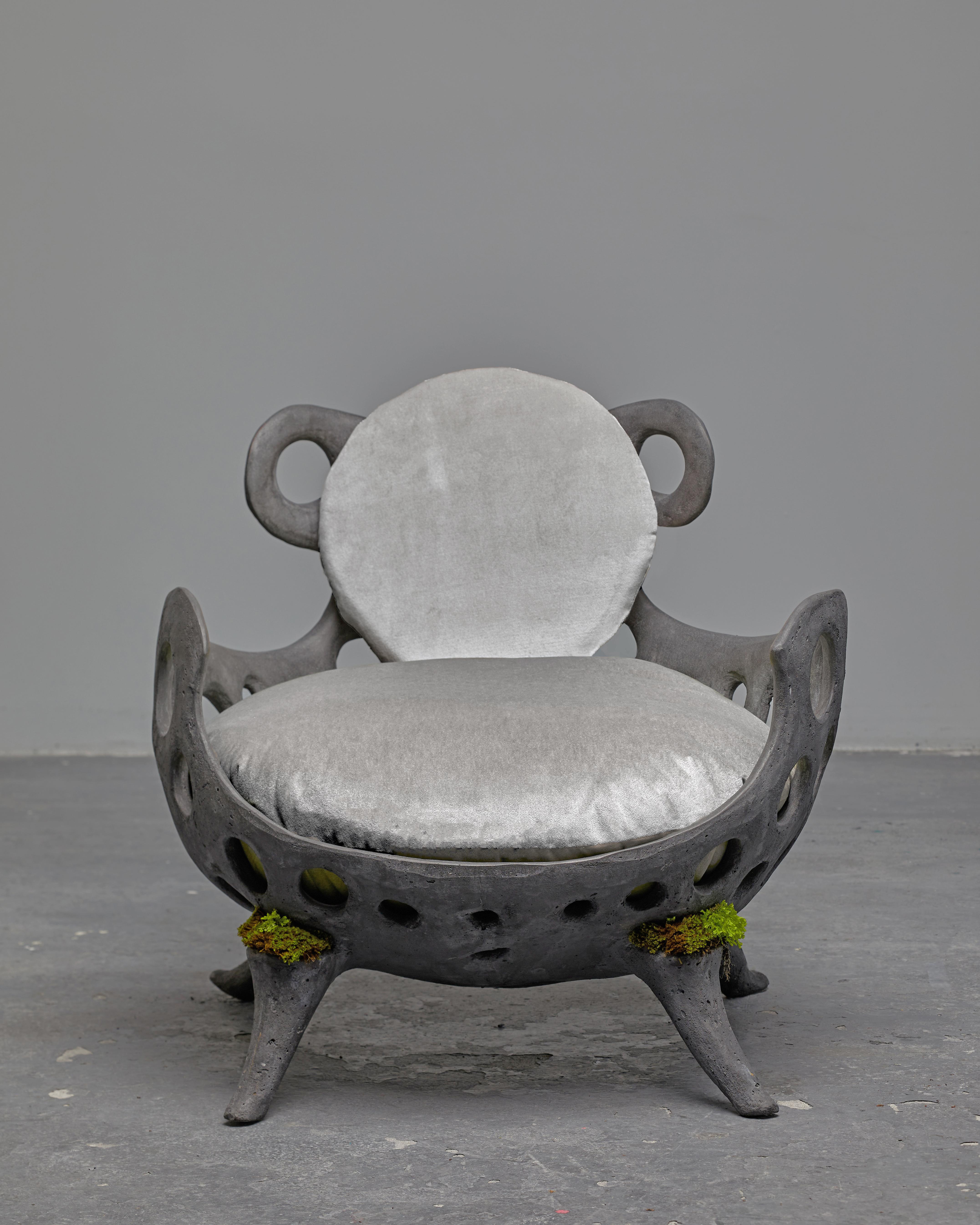 Contemporary Concrete Drillium Club Chair by OPIARY For Sale