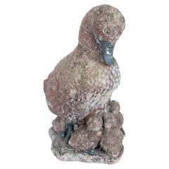 Retro Concrete Duck and Ducklings Garden Ornament, French 20th Century