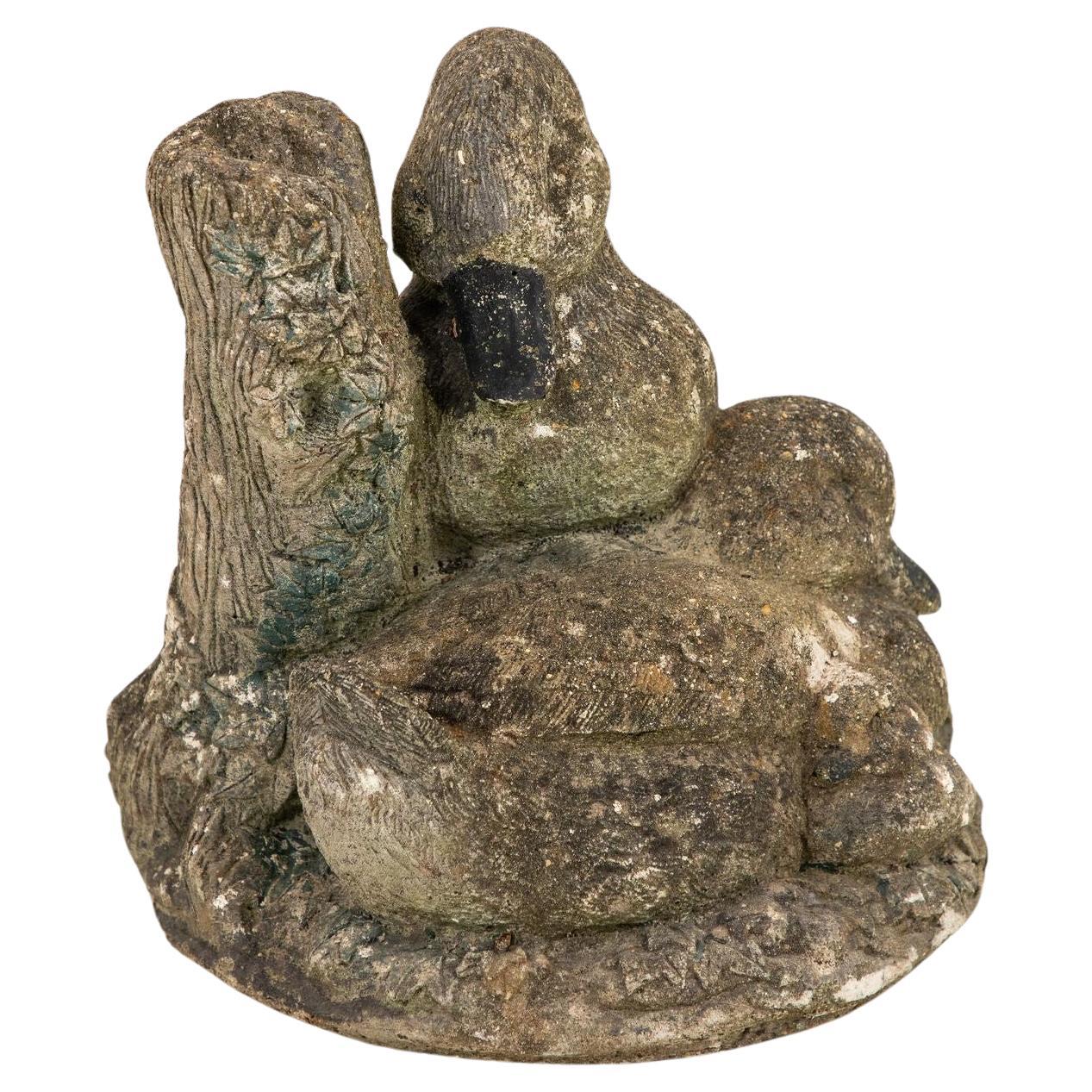 Concrete Duck and Ducklings Garden Ornament, French 20th Century For Sale