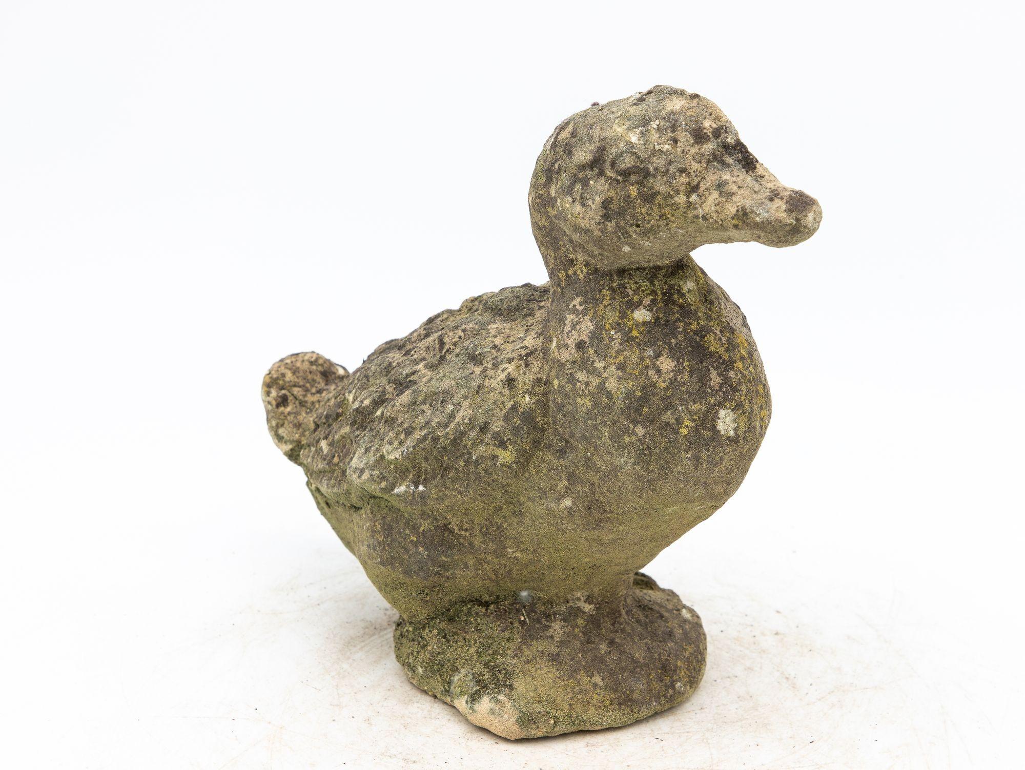 Capturez l'enchantement d'un jardin français vintage avec ce charmant ornement en forme de canard. Fabriquée en béton durable, elle est un témoignage à la fois artistique et intemporel. La patine honnête qui orne la surface raconte une histoire de