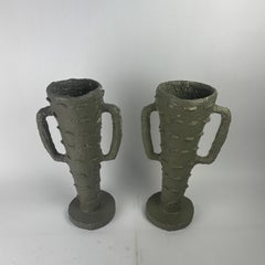 Coppia di vasi da fiori in cemento di Control Valdez, americano, San Antonio, TX, anni '80