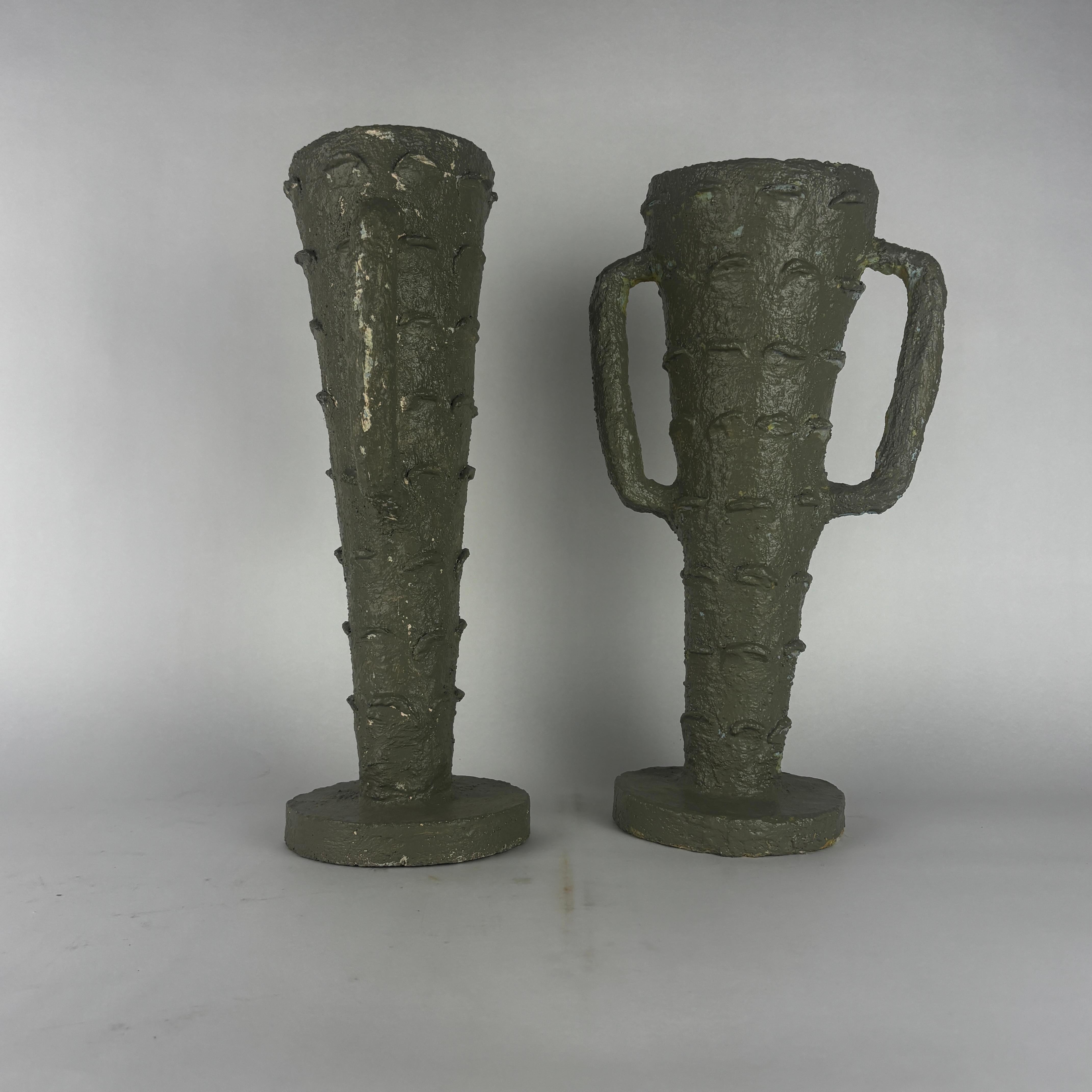 Americano Coppia di vasi da fiori in cemento di Control Valdez, americano, San Antonio, TX, anni '80 in vendita