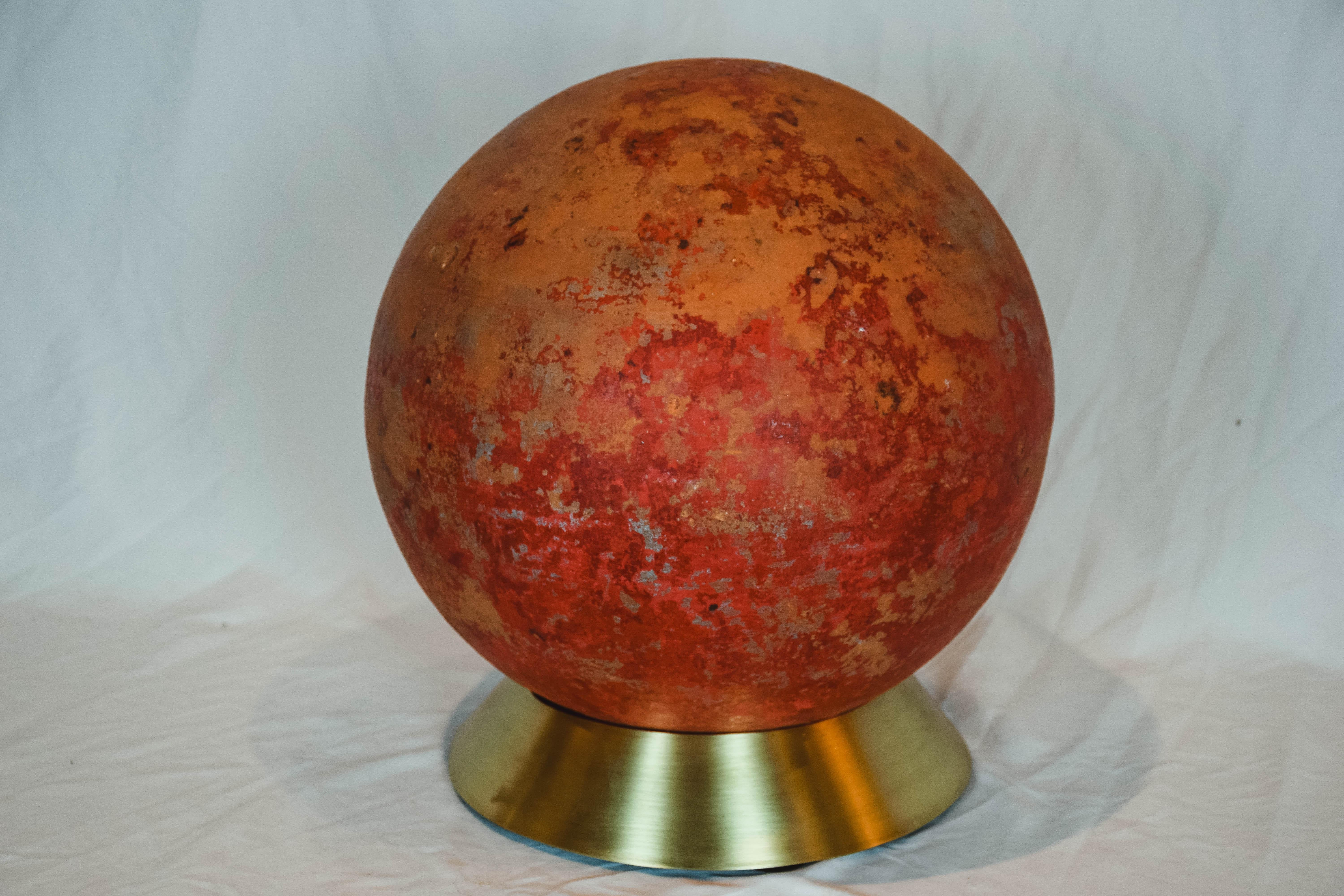 French Concrete Garden Ball on Brass Base